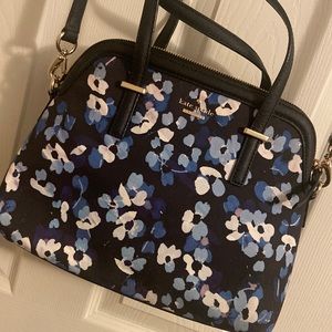 Kate Spade Blue Floral Canvas Cross Body Purse